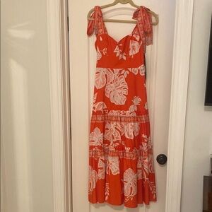 FARM Rio Orange and White Maxi Dress